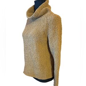 JJILL small petite, teddy bear fleece pullover, rich tan, measurements in photos